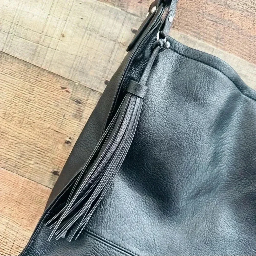 NWOT Sondra Roberts Leather Squared Hobo Bag With Tassel